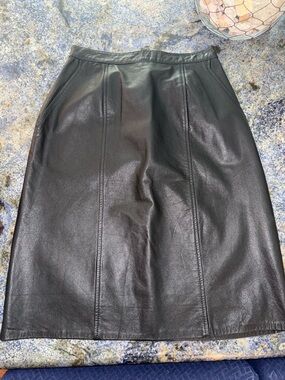 Forenza Black Leather Pencil Skirt with Pockets 8